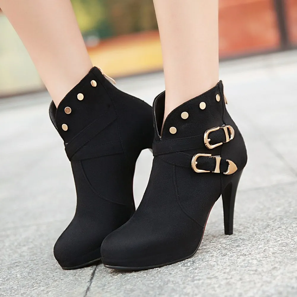 high heels winter boots woman ankle boots