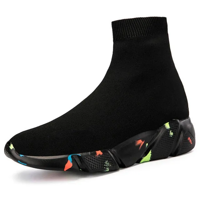 High Top Men Sneakers Women Elastic Socks Women Casual Shoes Unisex Trainers