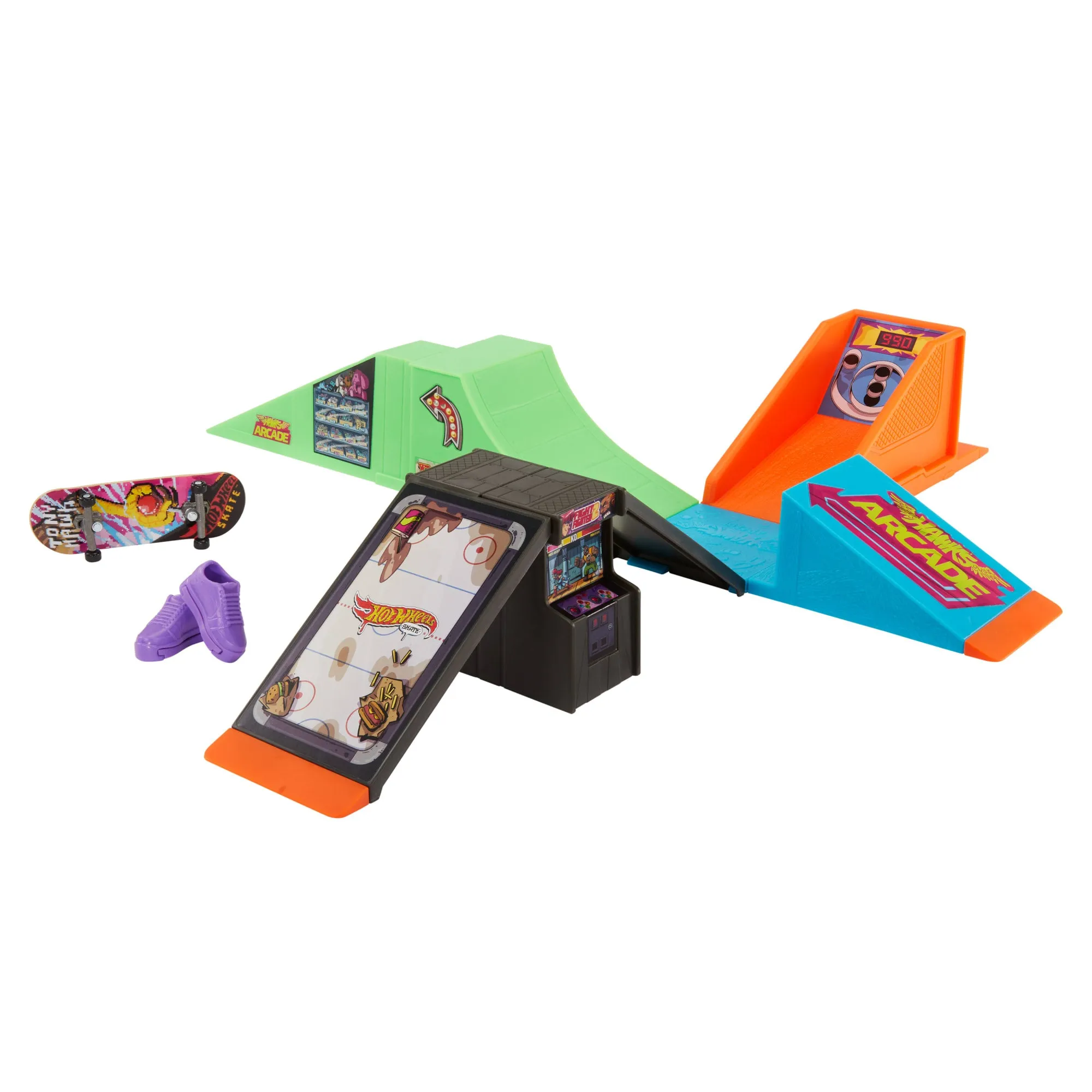 Hot Wheels Skate Drop in Skate Set With Tony Hawk Fingerboard & Pair Of Shoes