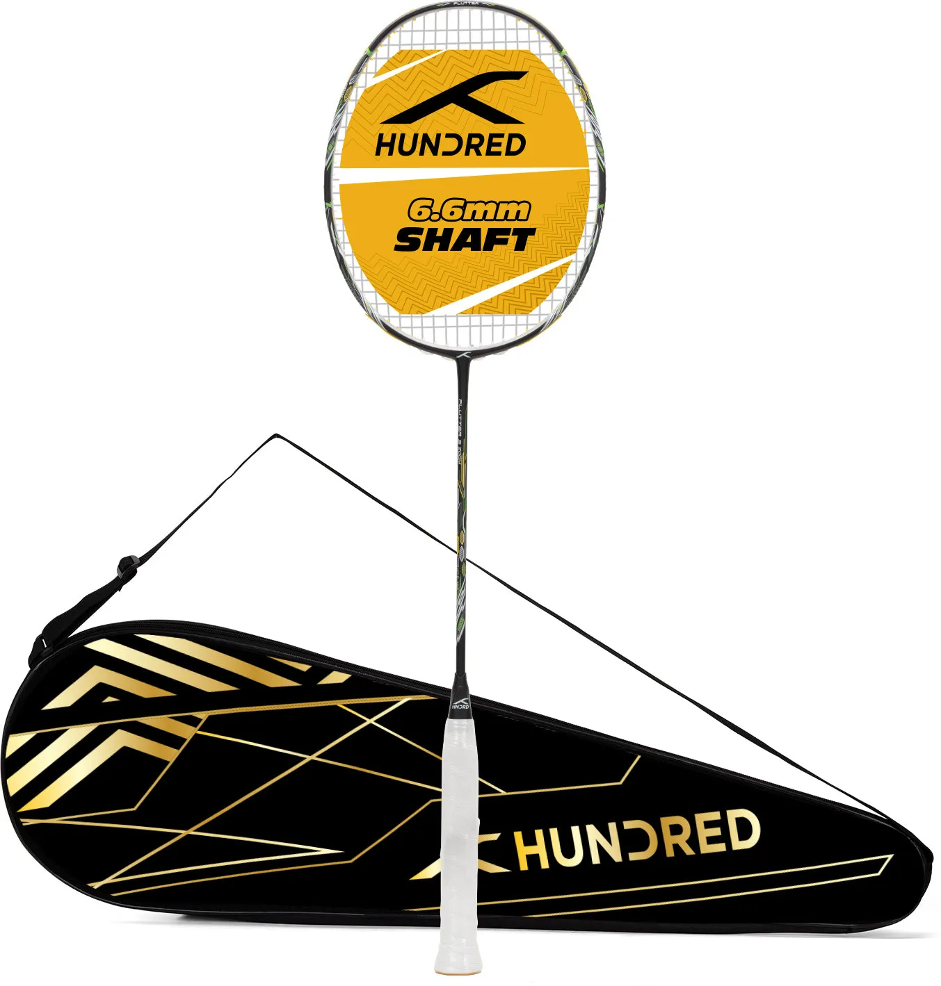 Hundred Flutter S Zoom Superior Wingshot Technology Strung Badminton Racquet (Black / Grey)