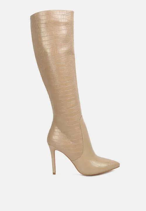 indulgent high heel croc calf boots