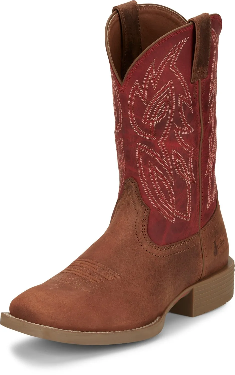 Justin Mens Canter Roasted Cognac Water Buffalo Cowboy Boots