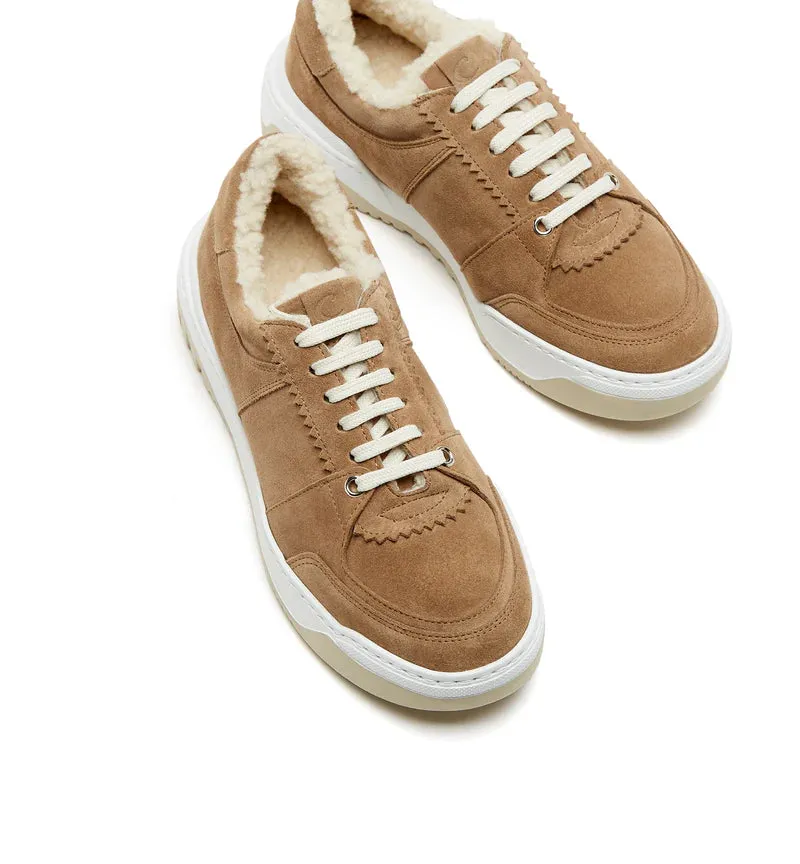 Klare Shearling Lined Suede Sneaker | Biscotti