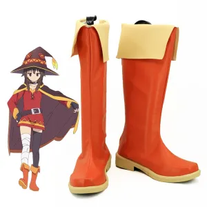 Konosuba: God's Blessing on This Wonderful World! Kono Subarashii Sekai ni Shukufuku wo! Megumin Orange Shoes Cosplay Boots