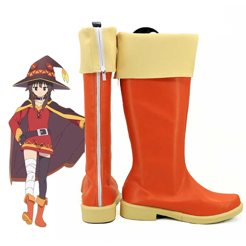 Konosuba: God's Blessing on This Wonderful World! Kono Subarashii Sekai ni Shukufuku wo! Megumin Orange Shoes Cosplay Boots