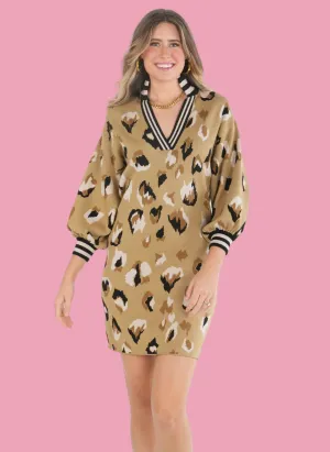 Lolli Sweater Dress- Cocoa Cheetah