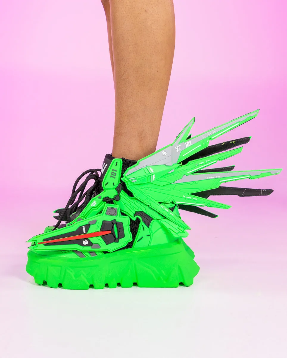 Mean Green Platform Wedge Sneakers