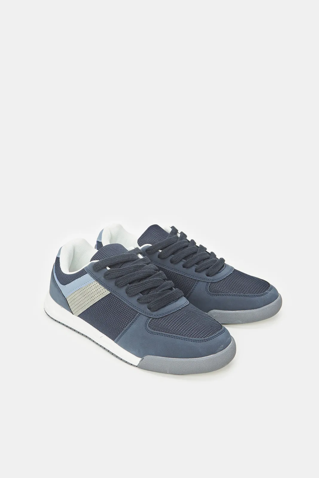 Men Navy Material Block Sneakers