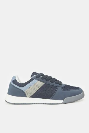 Men Navy Material Block Sneakers