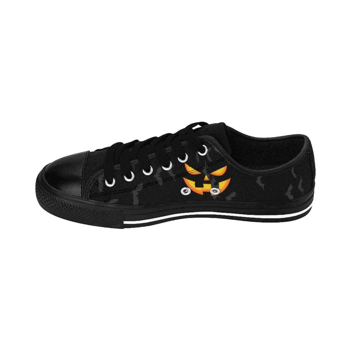 Men's Halloween Bats Sneakers, Gray Party Pumpkin Face Low Top Running Tennis Shoes