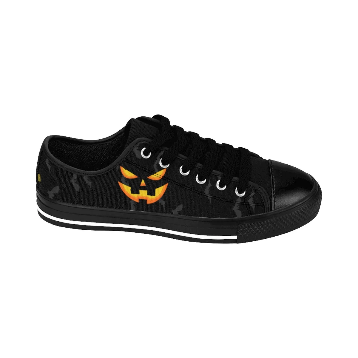 Men's Halloween Bats Sneakers, Gray Party Pumpkin Face Low Top Running Tennis Shoes