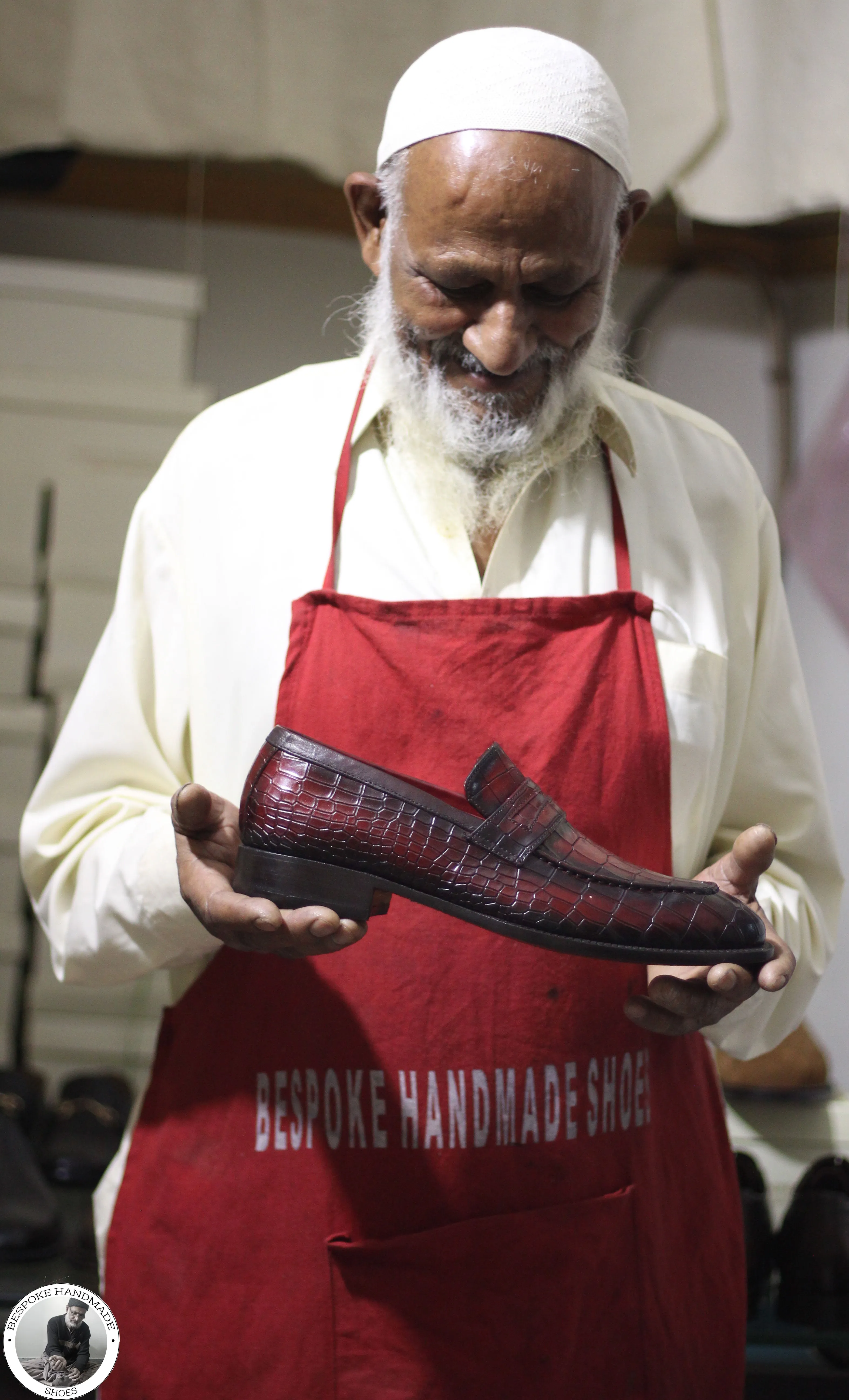 Men's Handmade Alligator Print Maroon Leather & Black Shaded Slip On Moccasin Dress Shoe