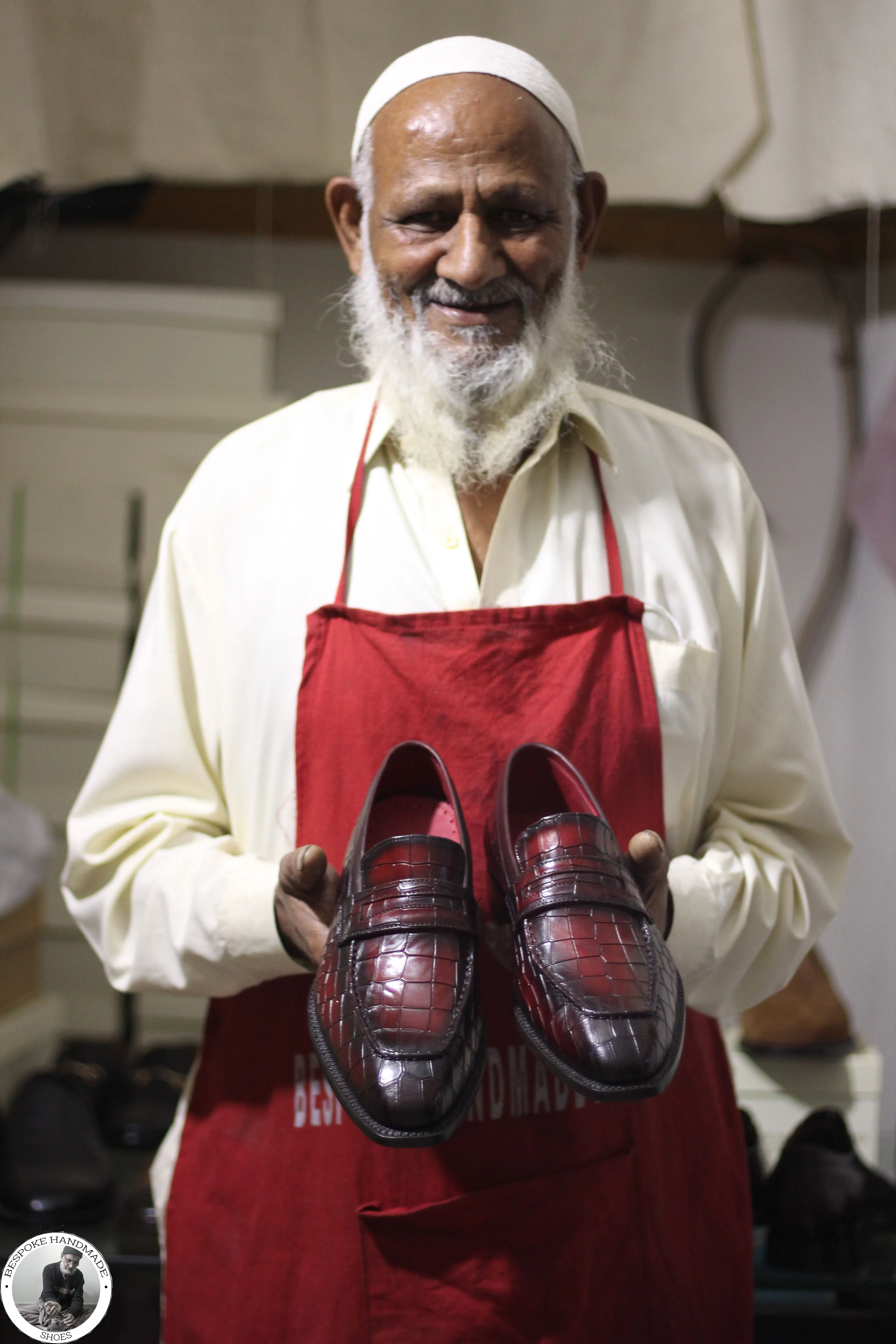 Men's Handmade Alligator Print Maroon Leather & Black Shaded Slip On Moccasin Dress Shoe