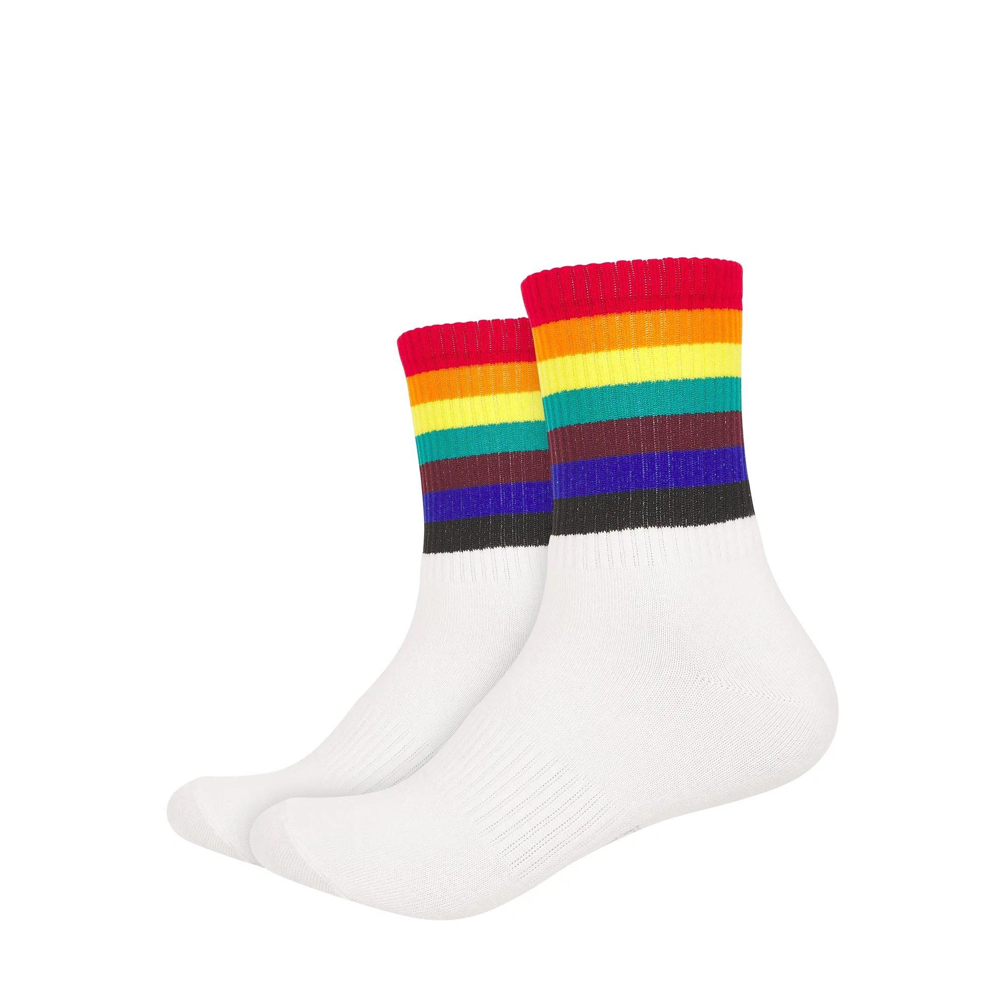 Mens Retro Stripes Crew Length Socks with Arch Support