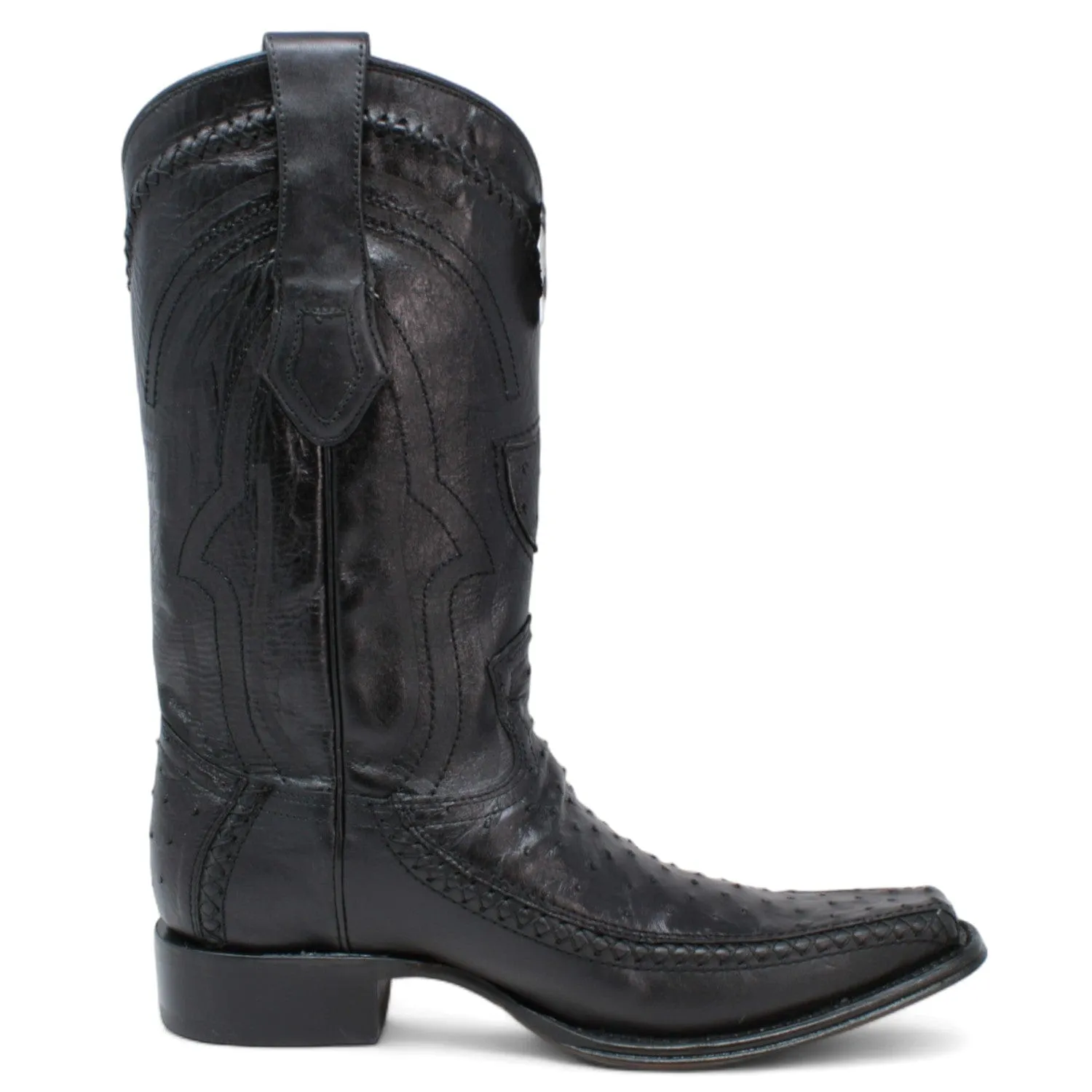 Men's Wild West Ostrich with Deer Skin Square Toe Boot 277LF0305