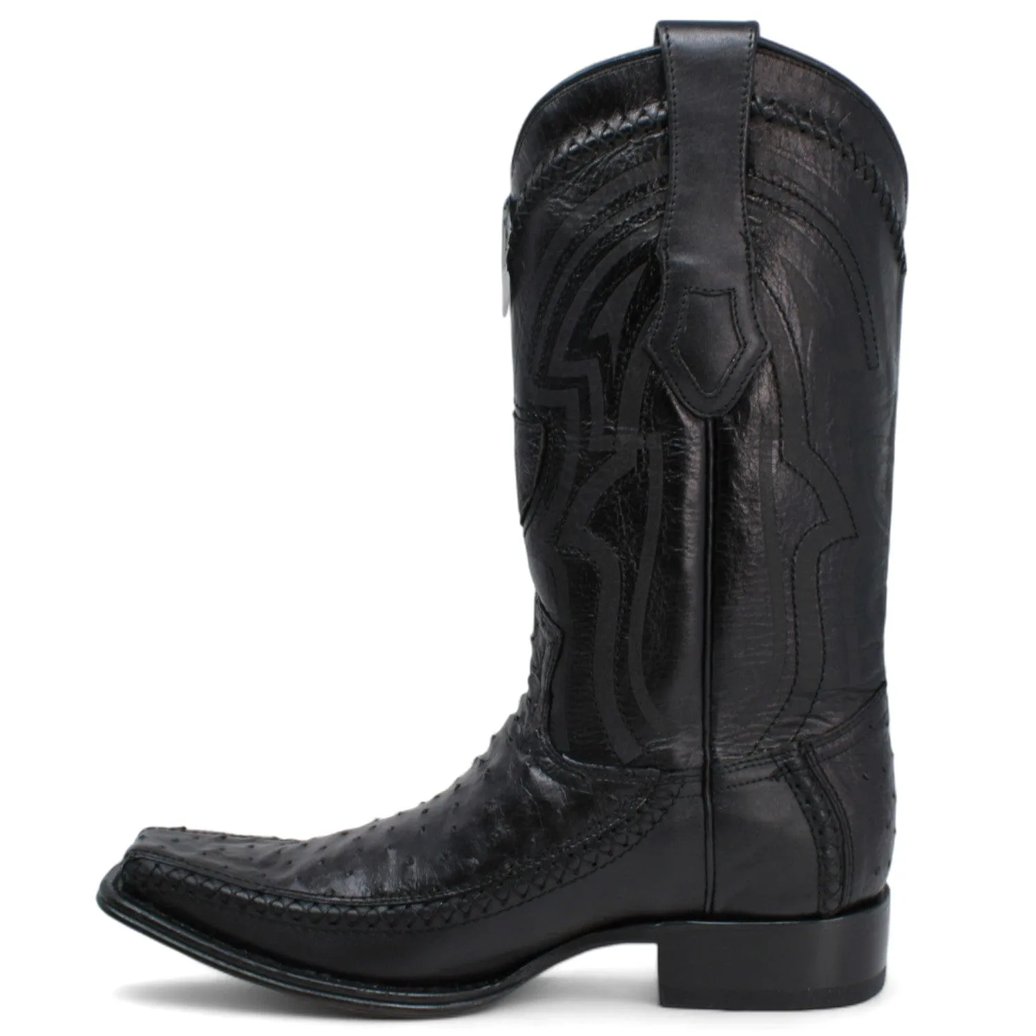 Men's Wild West Ostrich with Deer Skin Square Toe Boot 277LF0305