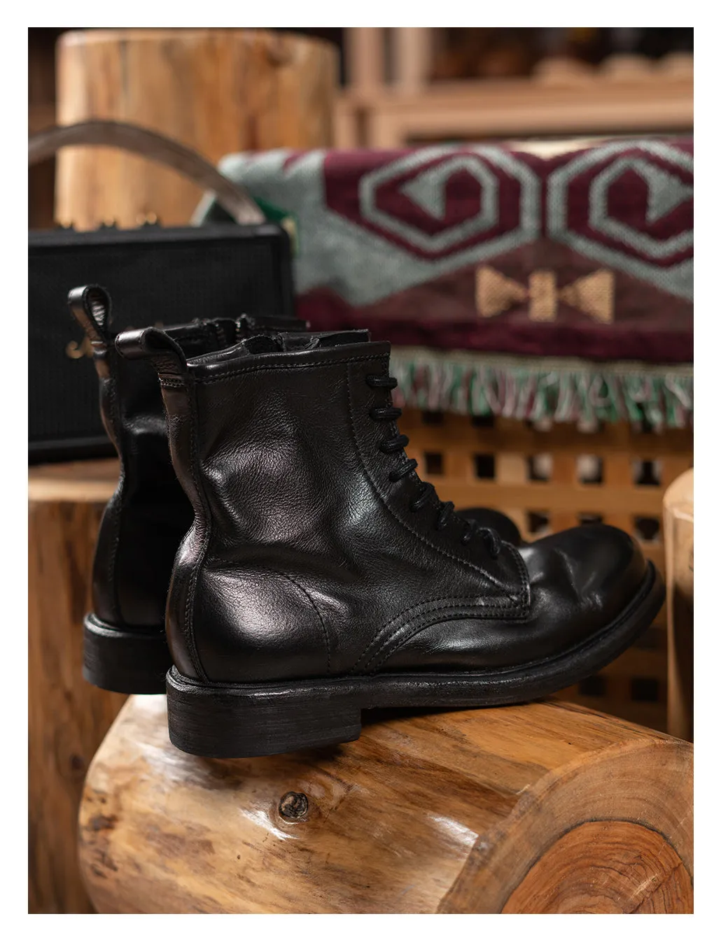 Men's Zip Leather Service Boots