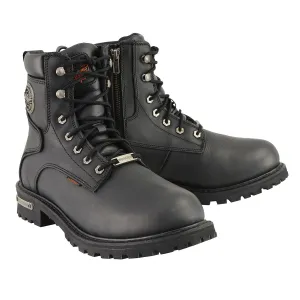 Milwaukee Leather MBM9096WP Men's Black Leather 'Wide Width' 6-Inch Lace-Up Logger Waterproof Boots