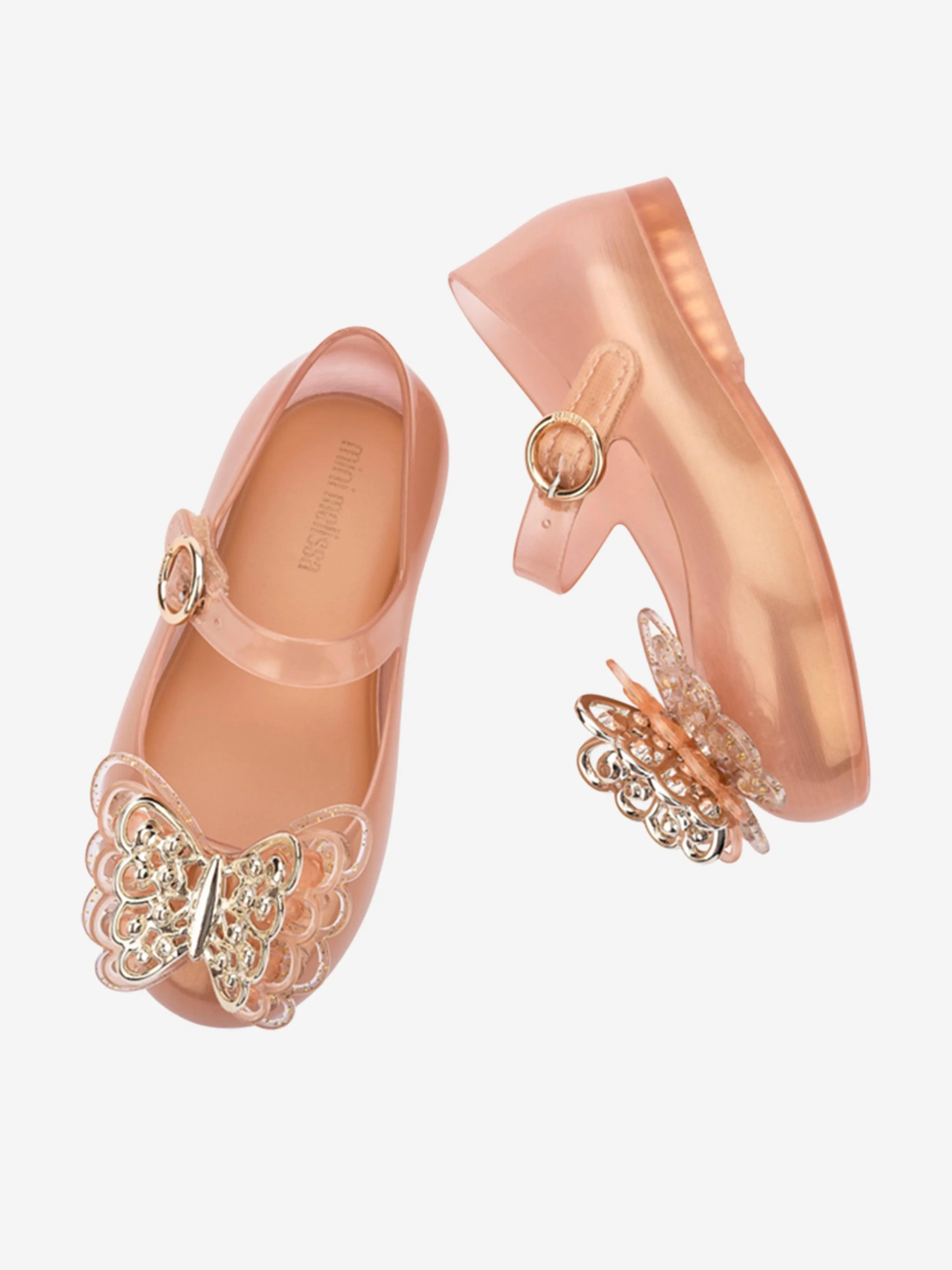 Mini Melissa Girls Sweet Love Fly II Shoes in Gold