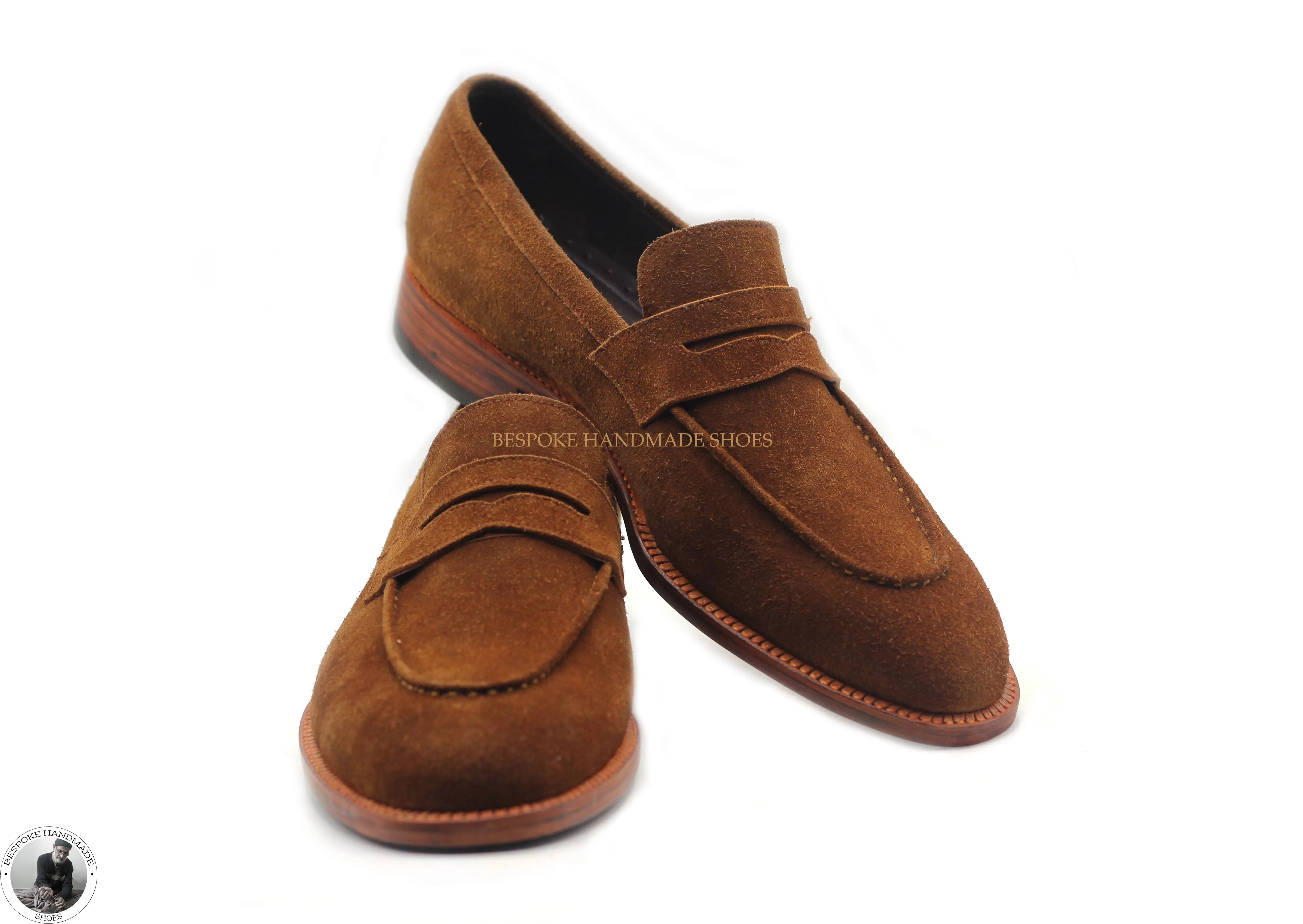 New Men's Handmade Brown Color Genuine Suede Slip On Moccasin Formal Shoes For Men's