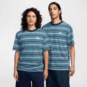 Nike SB Striped Embroidered Max90 Skate Tee Denim Turq