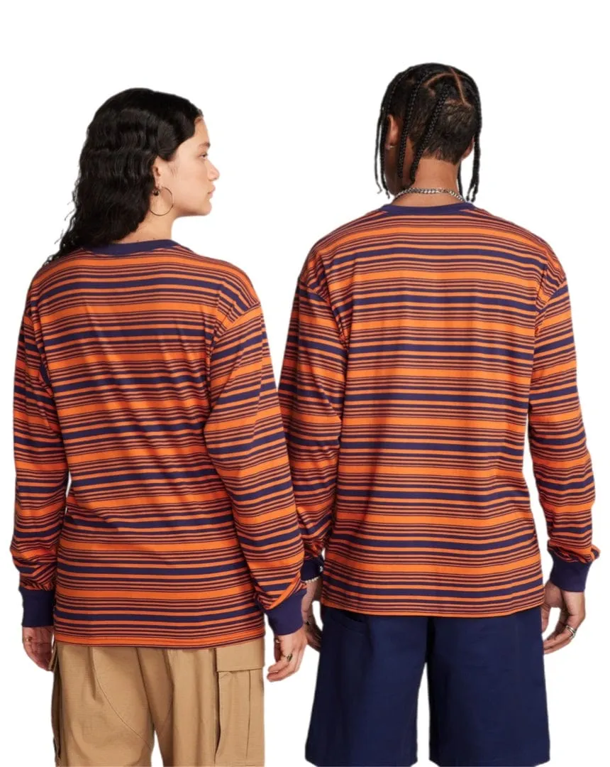 Nike SB Striped Long Sleeve Tee - Purple Ink / Campfire Orange