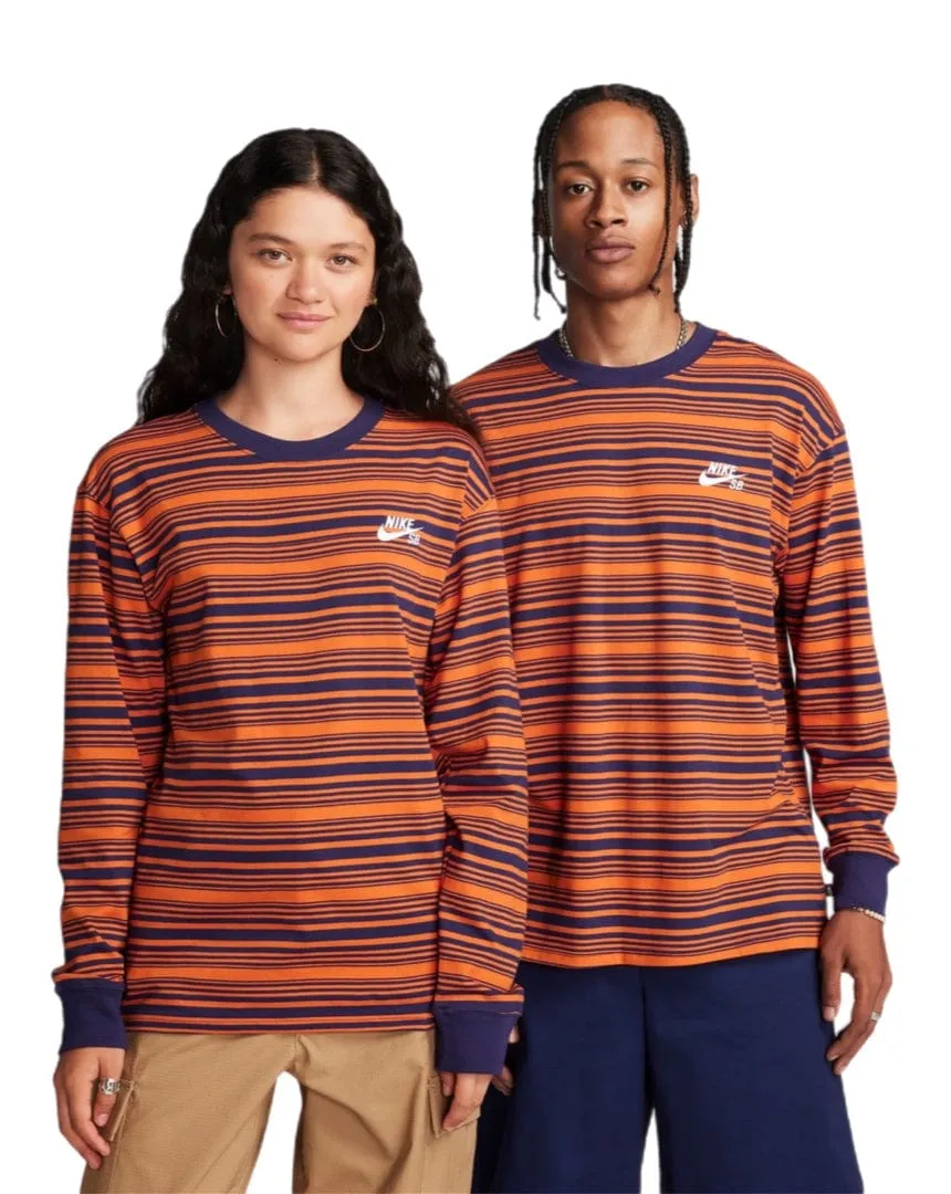 Nike SB Striped Long Sleeve Tee - Purple Ink / Campfire Orange