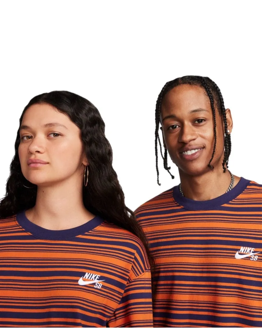 Nike SB Striped Long Sleeve Tee - Purple Ink / Campfire Orange