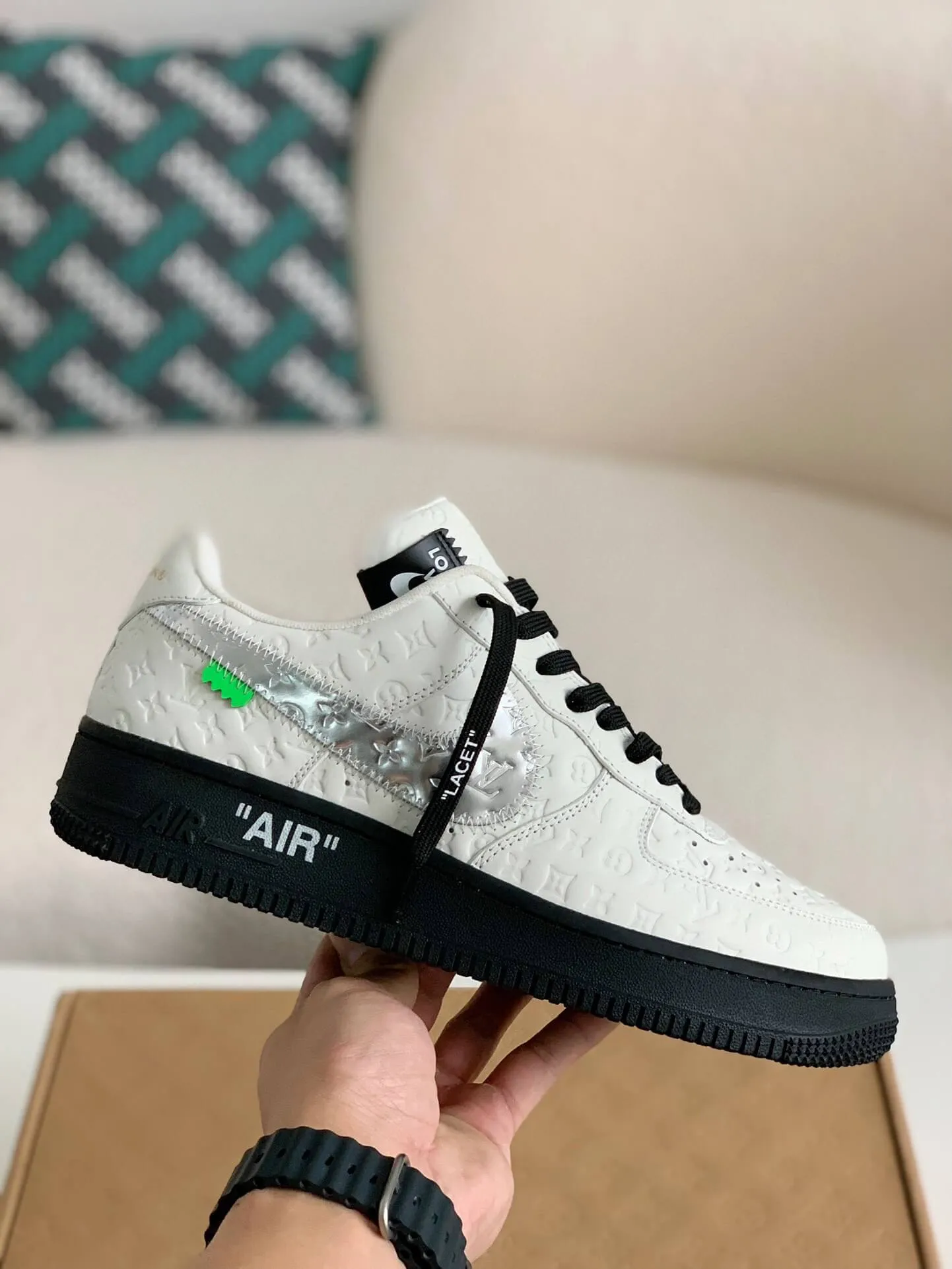 Nike x Louis Vuitton LV Air Force 1 Black and White Monogram Sneakers