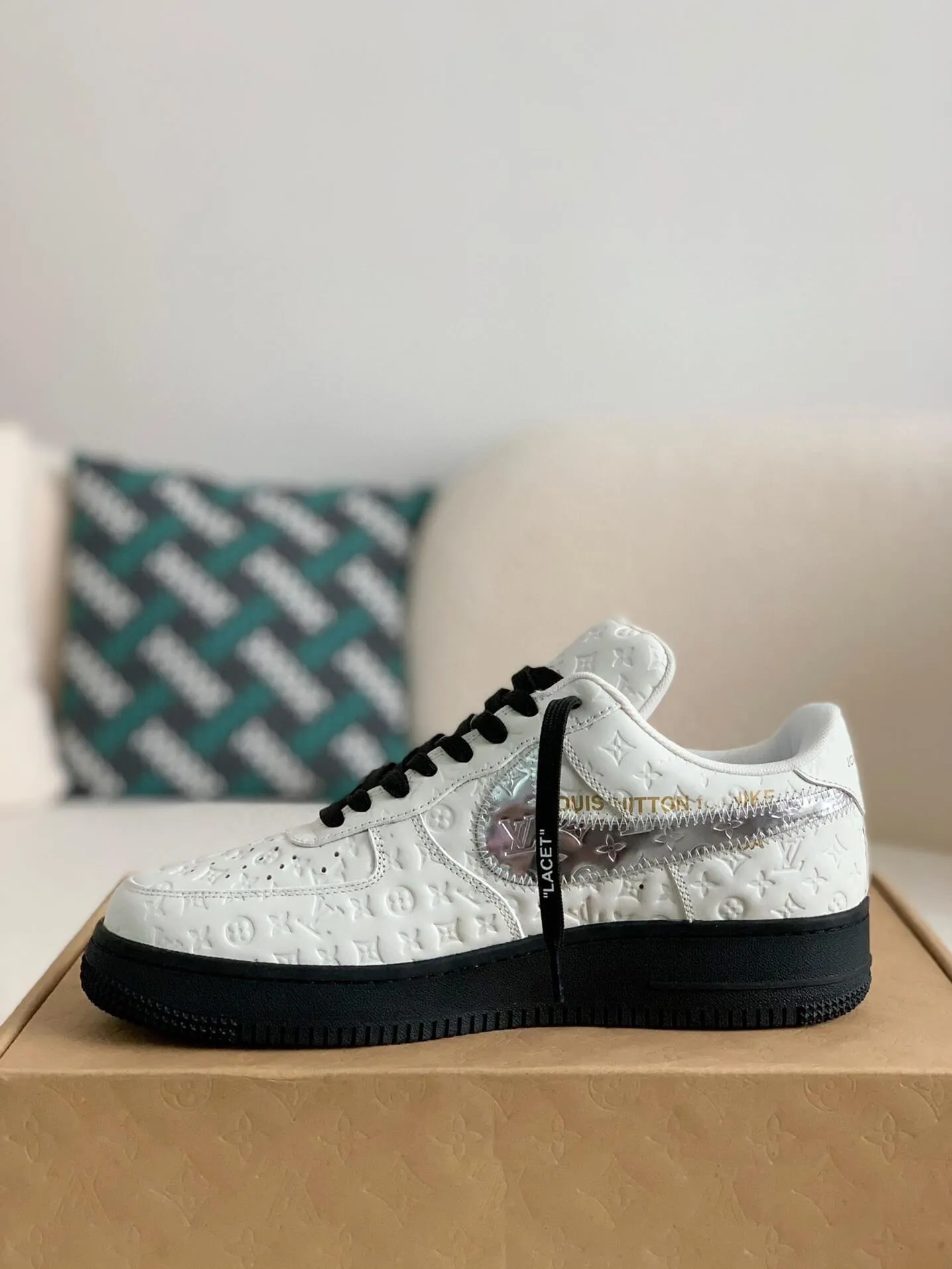 Nike x Louis Vuitton LV Air Force 1 Black and White Monogram Sneakers