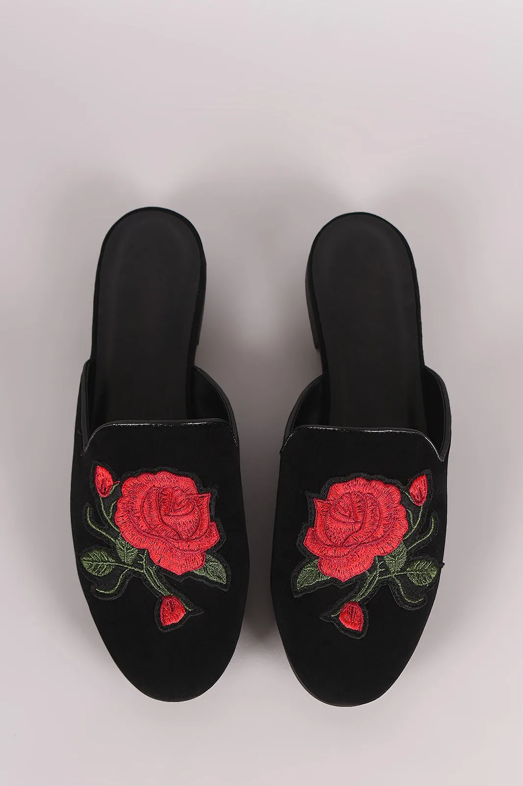 Paprika Vegan Suede Rosette Patch Mule Flat