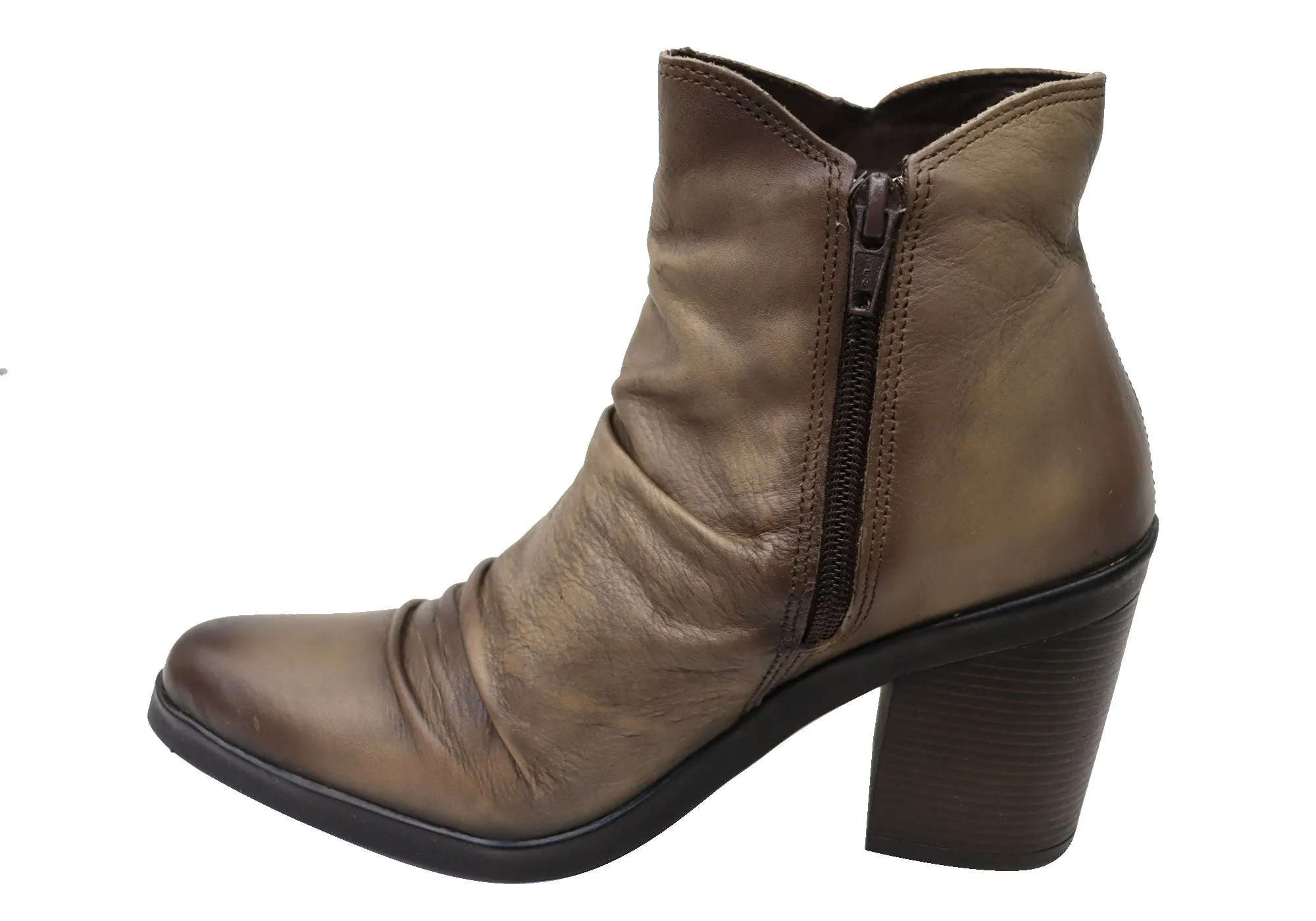 Perlatto Hilton Womens Comfortable Leather Ankle Boots Made In Brazil