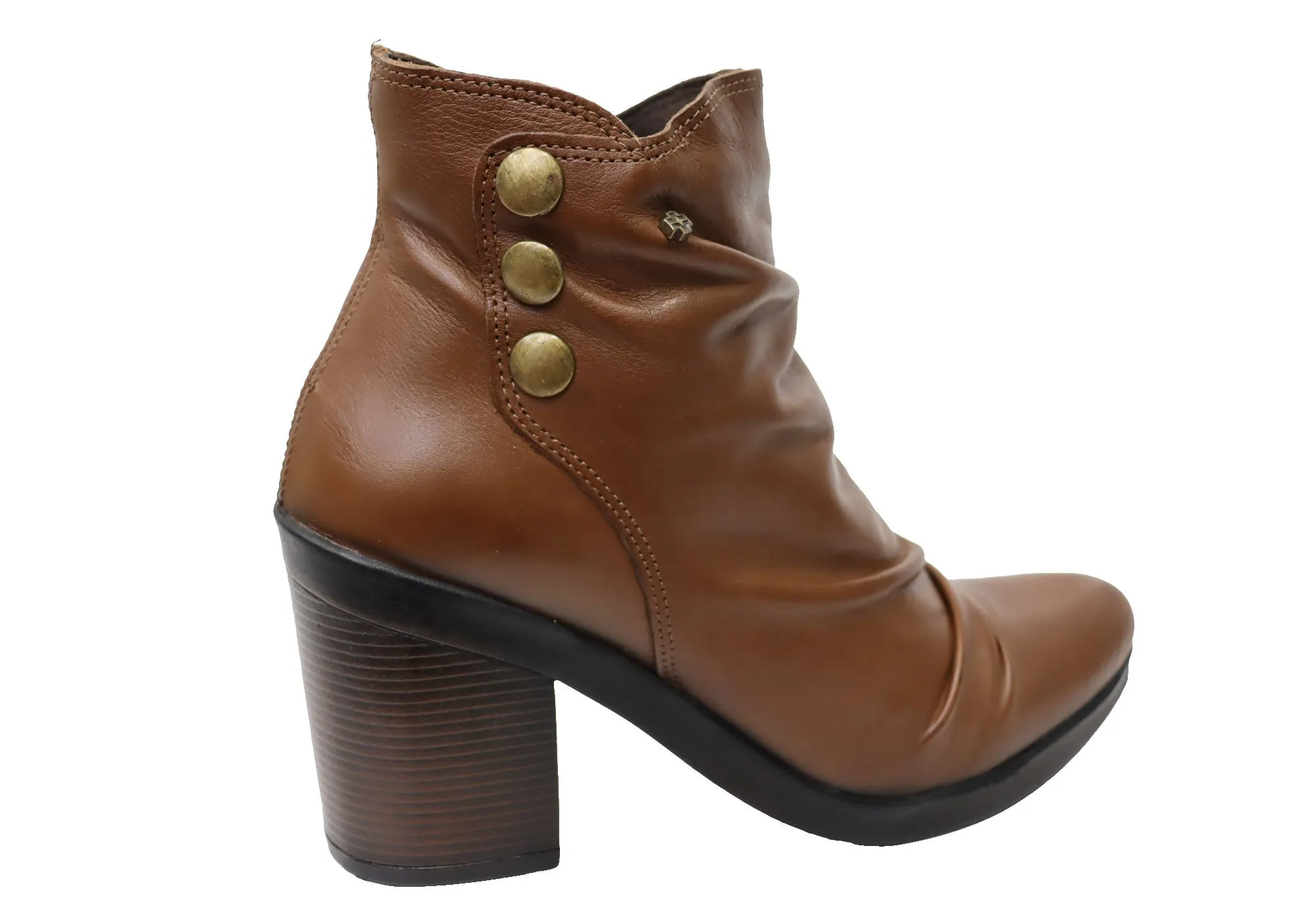 Perlatto Hilton Womens Comfortable Leather Ankle Boots Made In Brazil