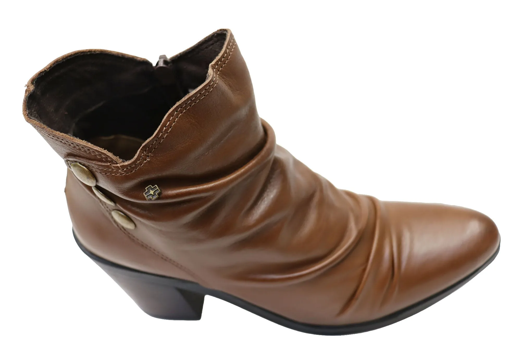 Perlatto Hilton Womens Comfortable Leather Ankle Boots Made In Brazil