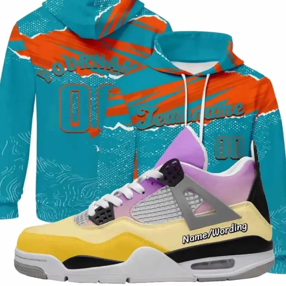 Personalized Fashion-Forward Hoodies and AJ4 Sneakers, Custom Stylish Combo Gift ,AJ4-23020173-PR045-23020180