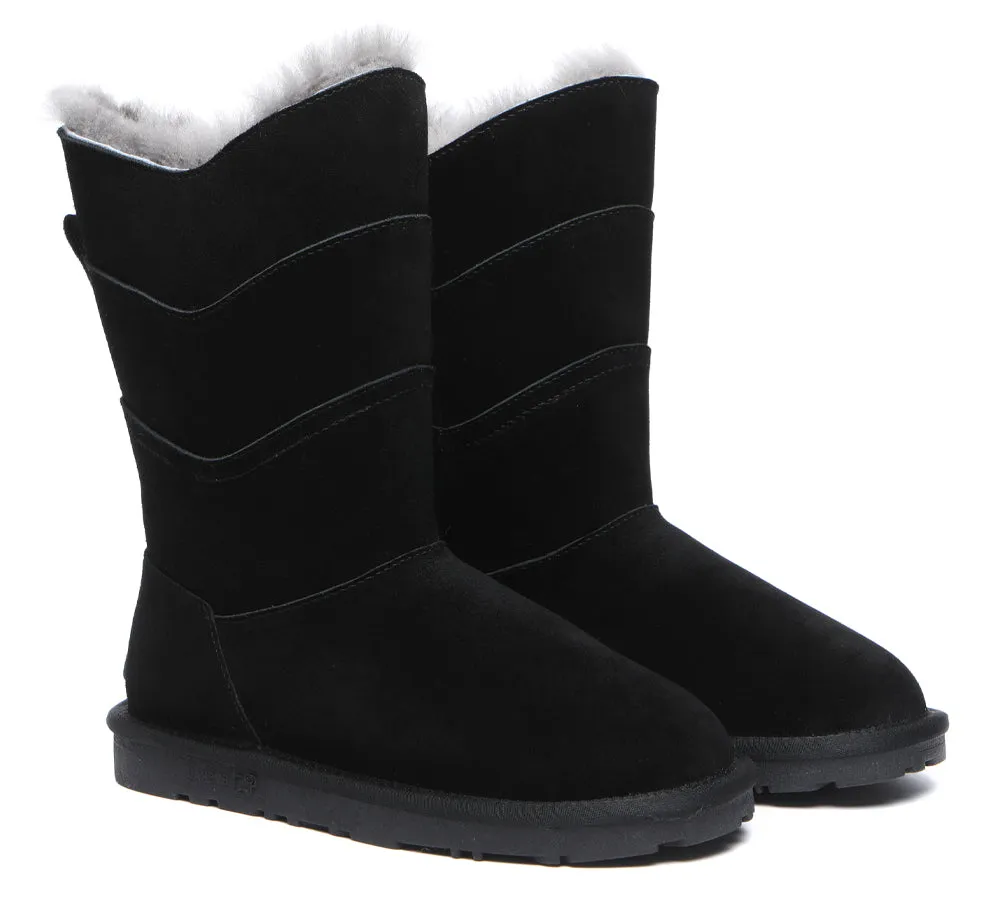 Premium Australian Sheepskin Tall Boots Women Swanston 3 Panel