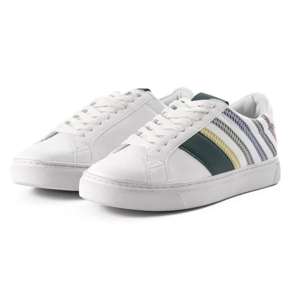 Pull & Bear Stripes Lace-up Trainers - WHT