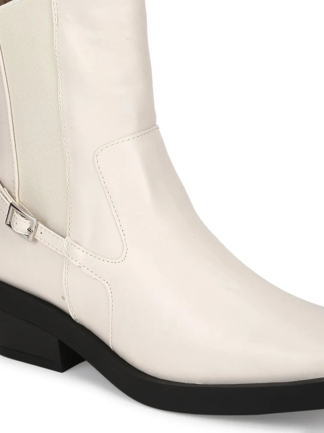 Putty Beige PU Ankle Riding Boots