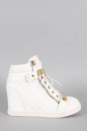 Quilted High Top Wedge Sneaker