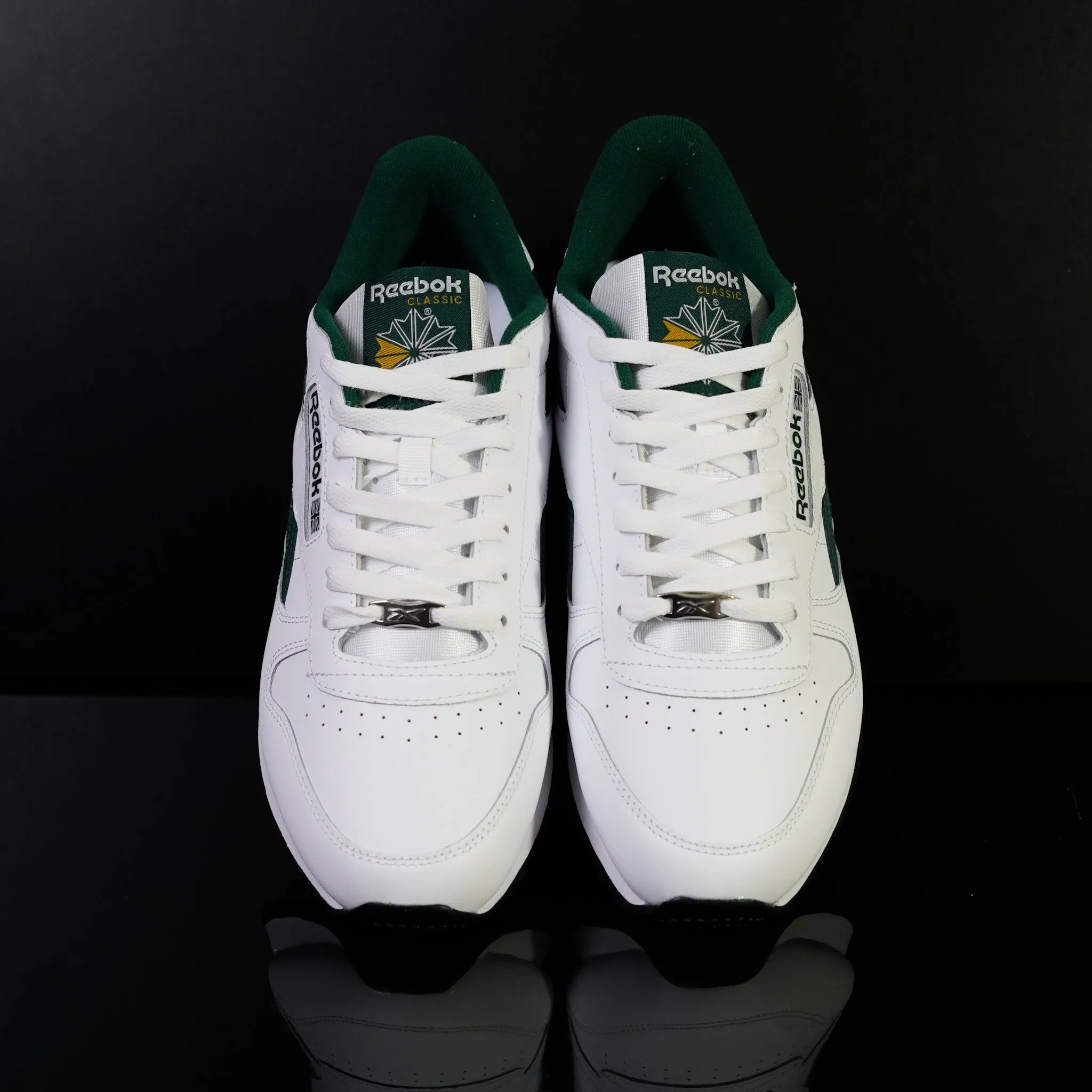 REEBOK : Reebok Homme Classic Cuir, Blanc/ Vert