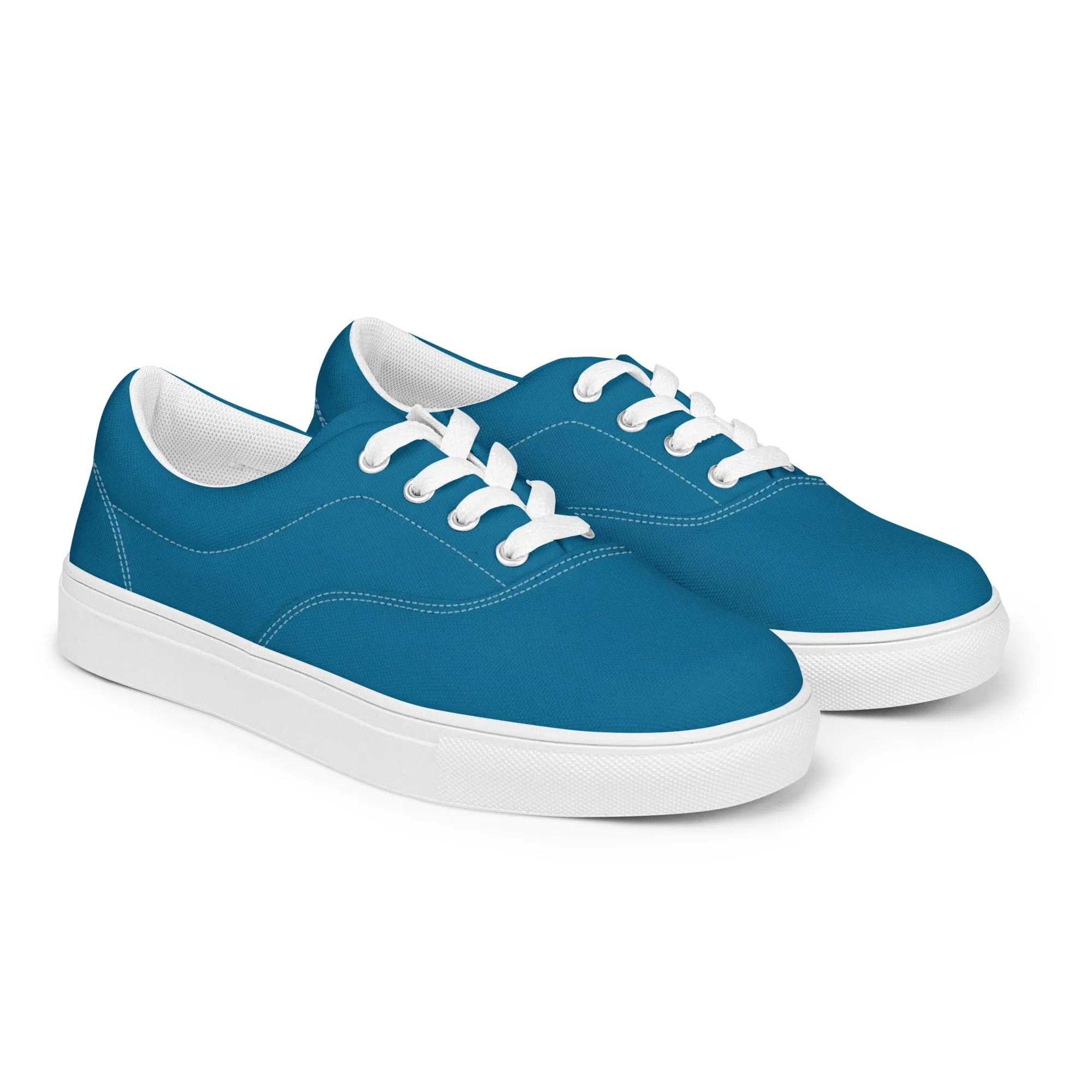 Royal Blue Men's Low Tops, Solid Royal Blue Color Best Designer Men’s Lace-up Canvas Shoes (US Size: 5-13)