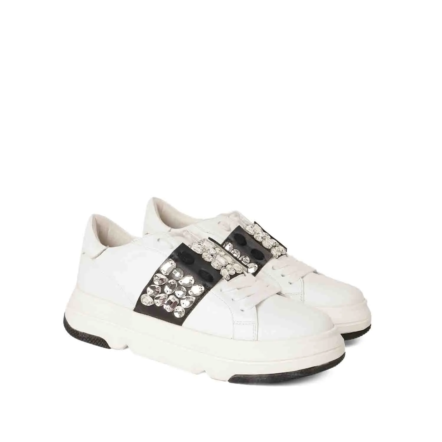 Saint Aifric Crystal White Leather Sneakers