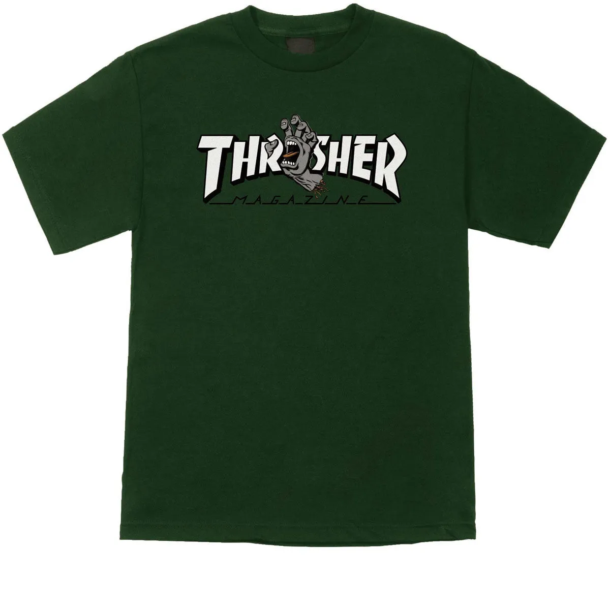 SANTA CRUZ X THRASHER SCREAMING LOGO T-SHIRT FOREST GREEN