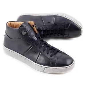 Santoni Mid-Top Sneakers in Dark Blue