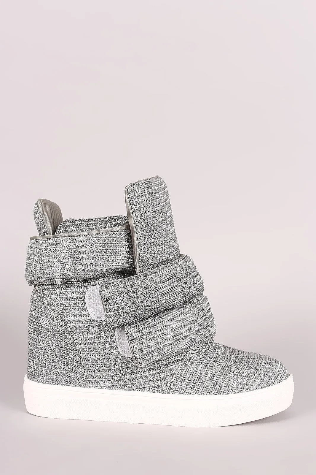 Shimmer Double Straps High Top Wedge Sneaker