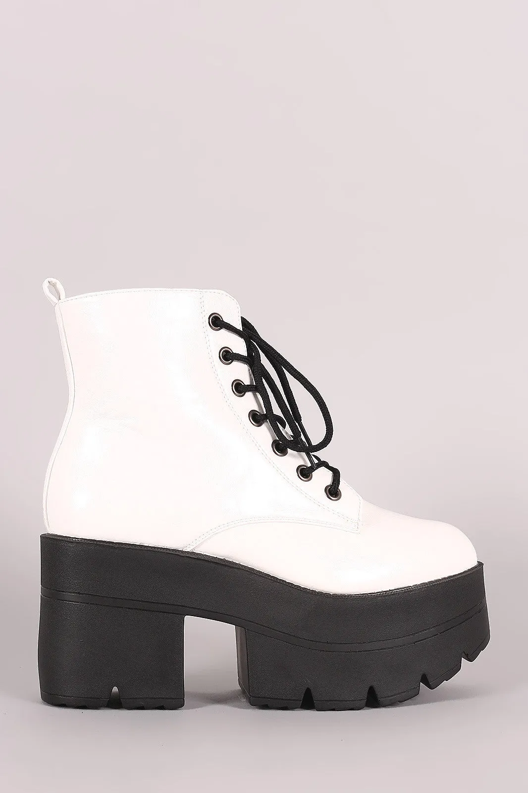 Shoe Republic LA Lace Up Lug Sole Chunky Platform Ankle Boots