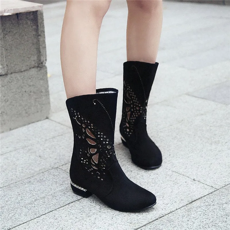 Short Women Shoes Chunky Heels Boots