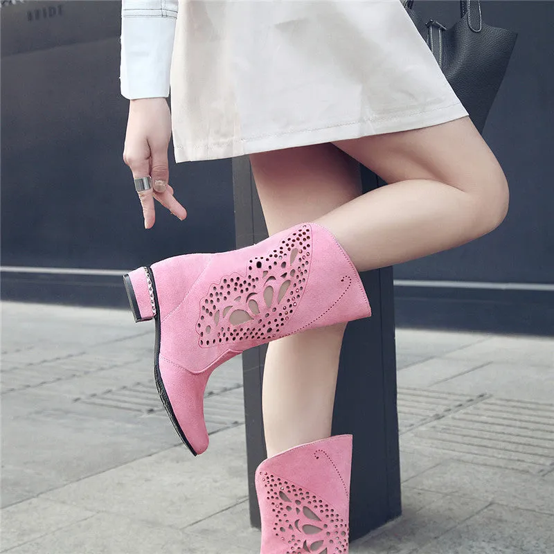 Short Women Shoes Chunky Heels Boots