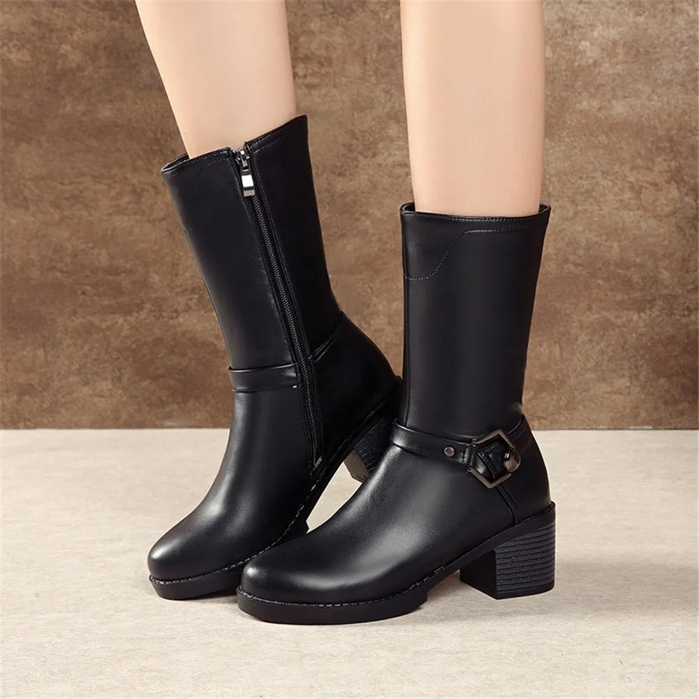 Square Heels mid-calf Boots Winter Riding Boots