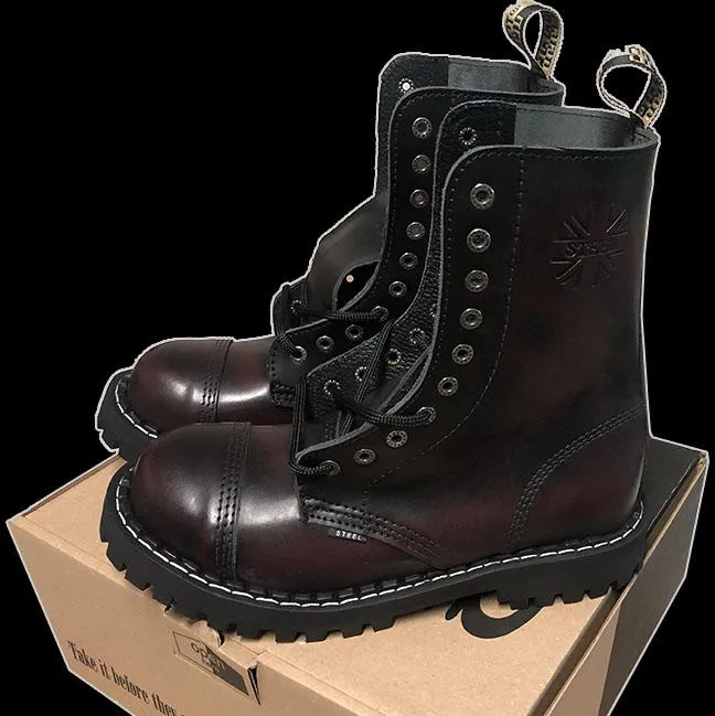 STEEL - 10 Eyelet Burgundy Steel-Toe Boot